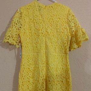 Yellow lace mini dress